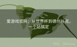 爱游戏官网：从世界杯到德州扑克，一个站搞定