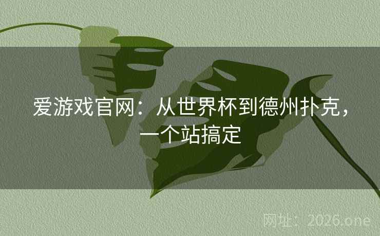 爱游戏官网：从世界杯到德州扑克，一个站搞定  第2张